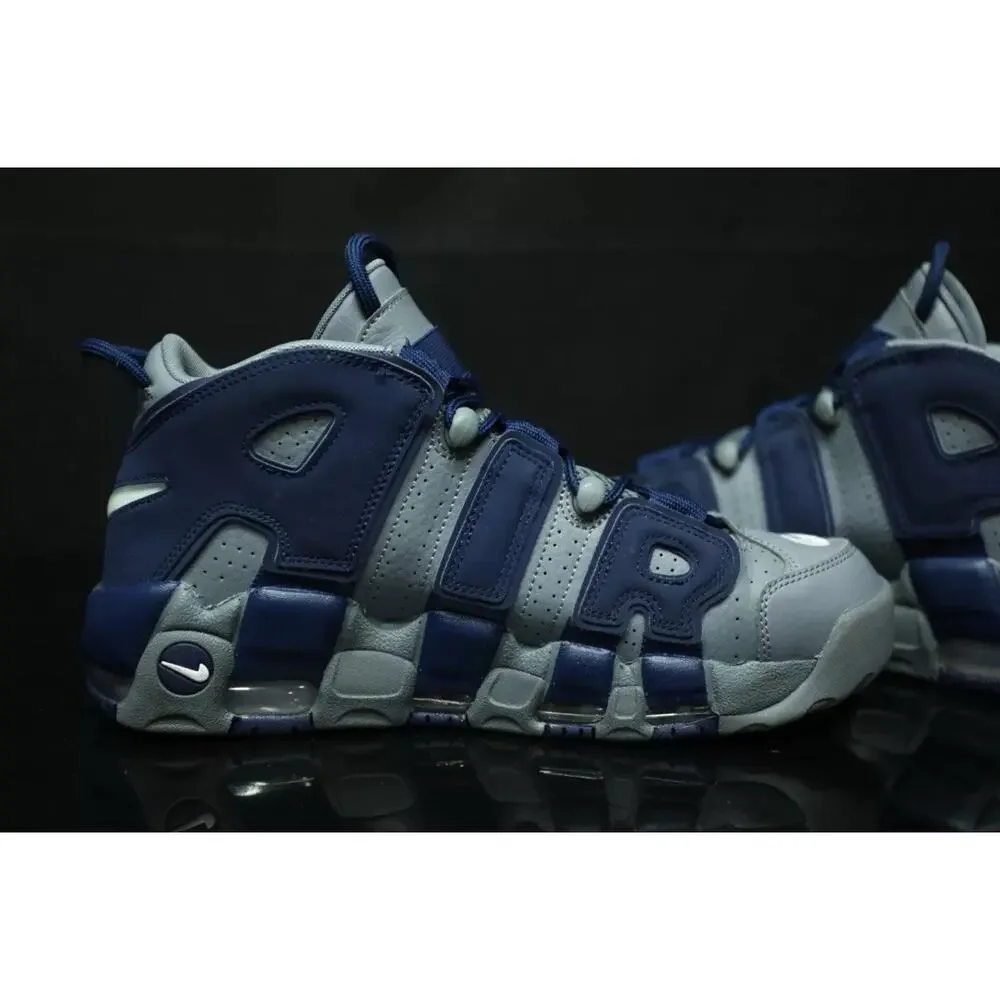 NIKE Air Uptempos Rare Georgetown Hoyas Shoes Cool Grey Navy Mens 8 Fast Ship
